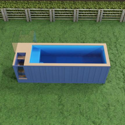Swim Spa Container mit Fenster **inklusive Rollabdeckung**