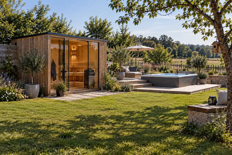 Sauna im Garten Whirlpool Sauna im Garten mit Whirlpool