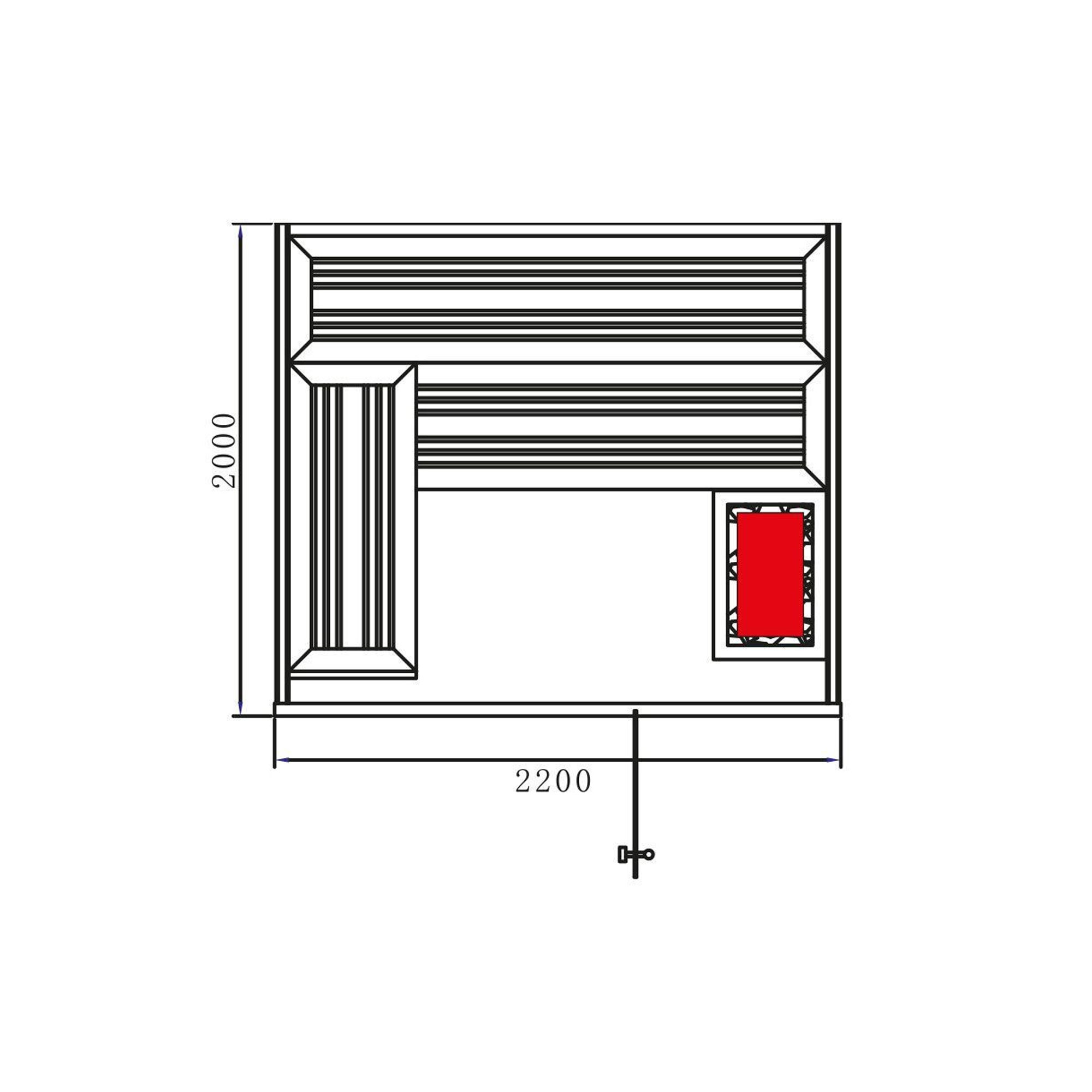 Innen Sauna Saas Fee Black Stone 2.2m