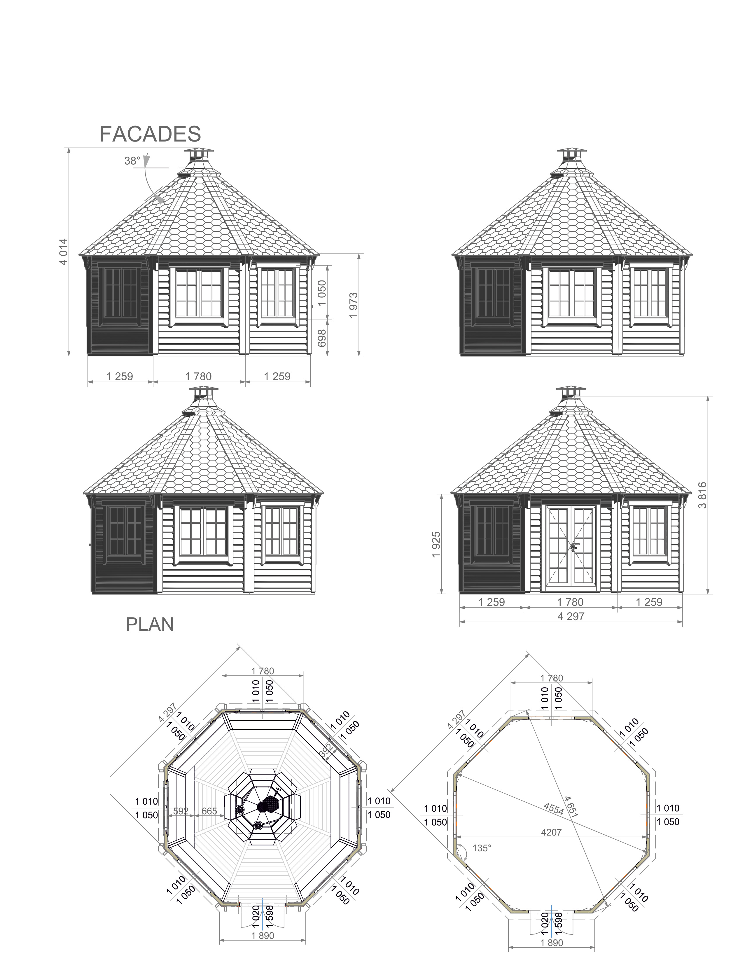 Pavilion 14.9 m² mit Grill und Kamin