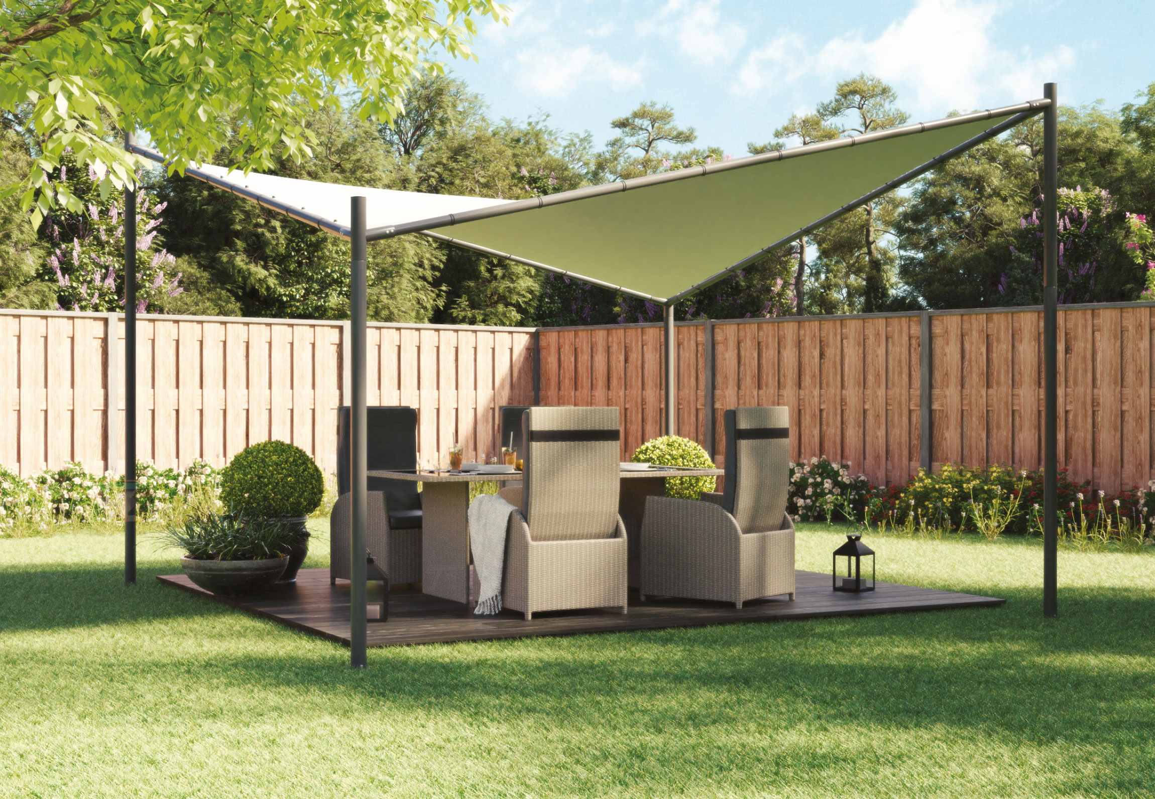 Gartenlaube Pavillon 9 m² Sandfarben