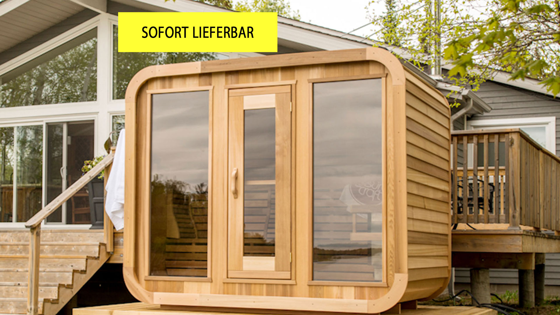 Aussensauna Panorama Zedernholz **Package DEAL**