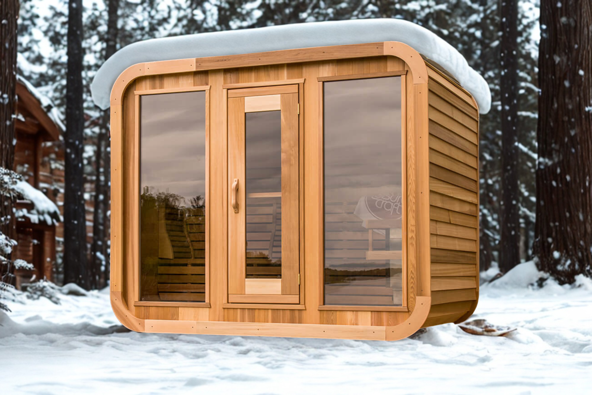 Aussensauna Panorama Zedernholz 2m x  2m **Package DEAL**