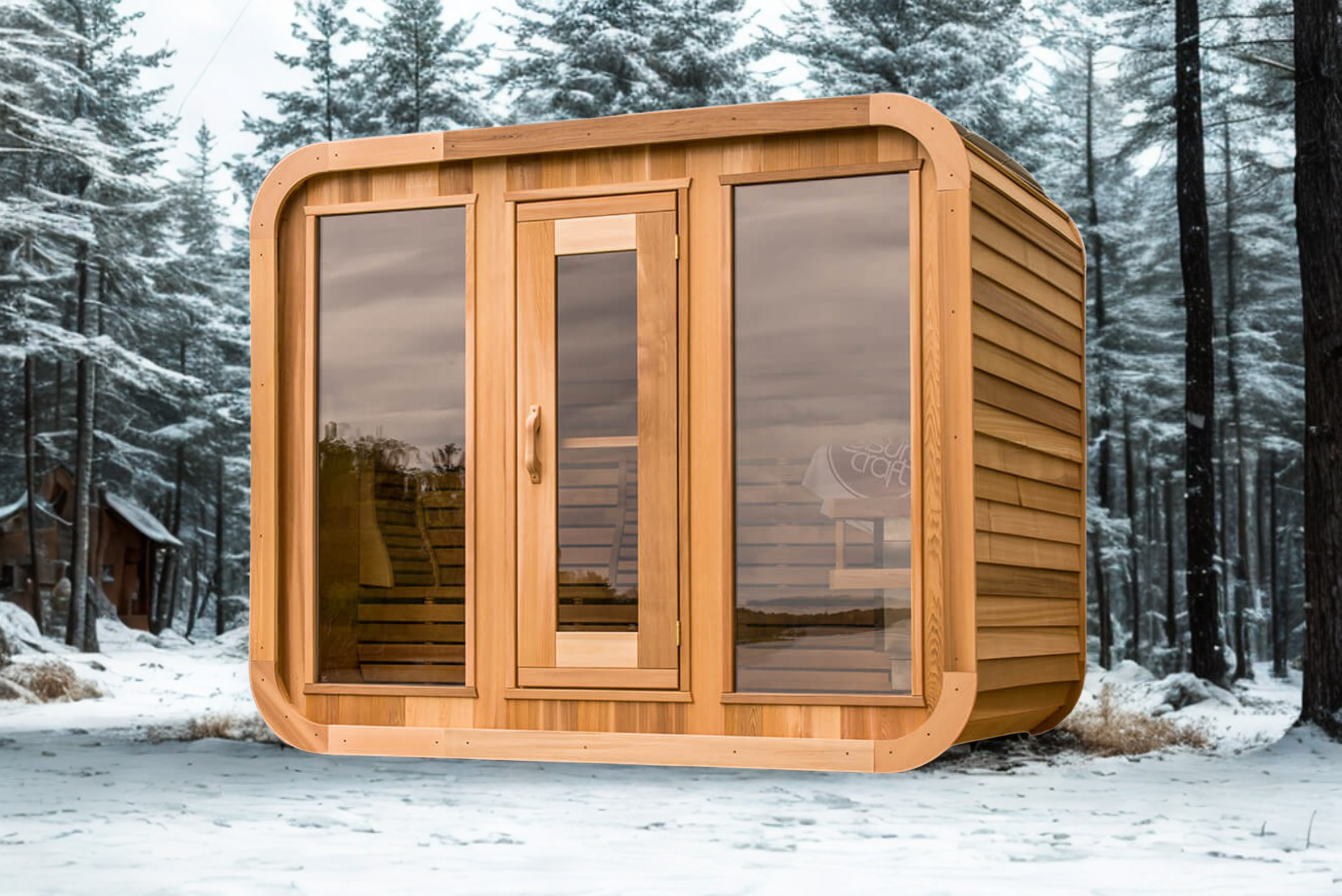 Aussensauna Panorama Zedernholz 2m x  2m **Package DEAL**