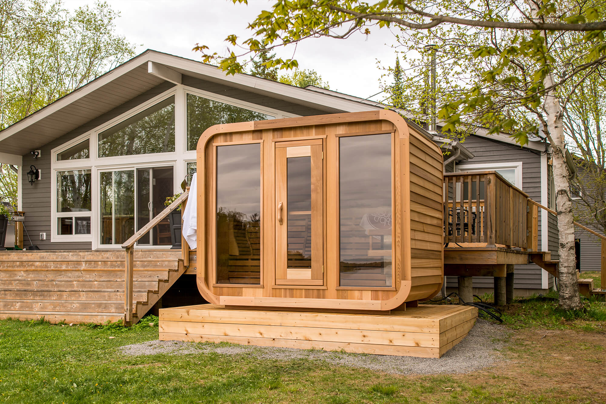 Aussensauna Panorama Zedernholz 2m x  2m **Package DEAL**