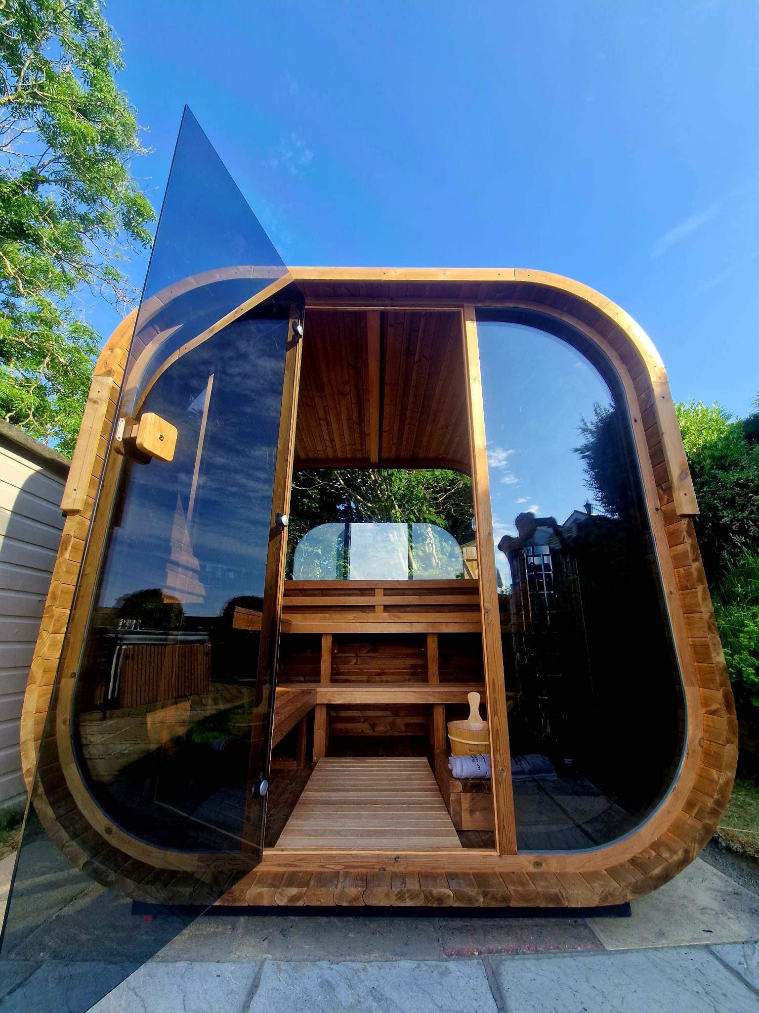 Aussensauna Panorama Thermoholz 210 **Package DEAL**