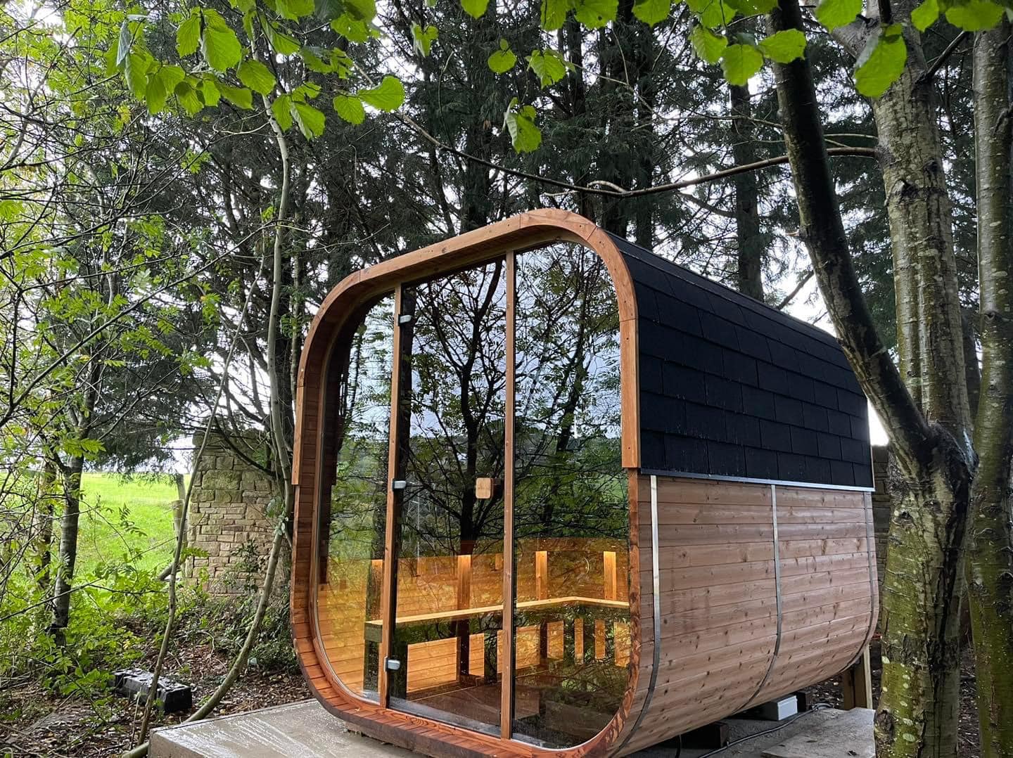 Aussensauna Panorama Thermoholz 210 **Package DEAL**