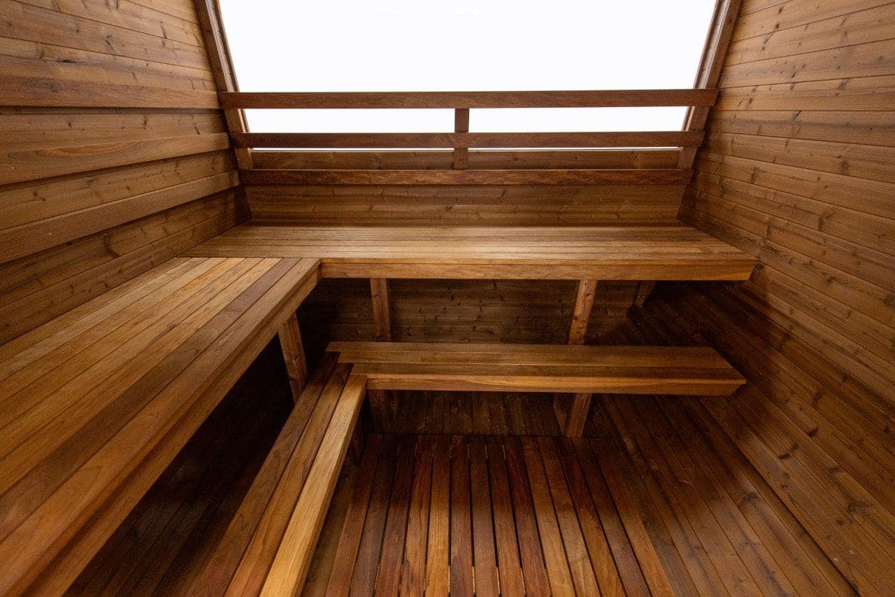 Aussensauna Panorama Thermoholz 210 **Package DEAL**