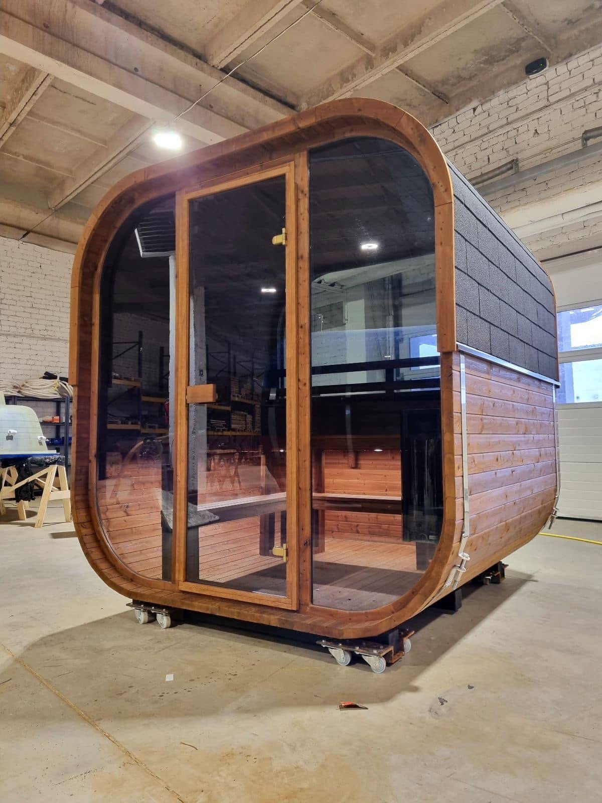 Aussensauna Panorama Thermoholz 210 **Package DEAL**