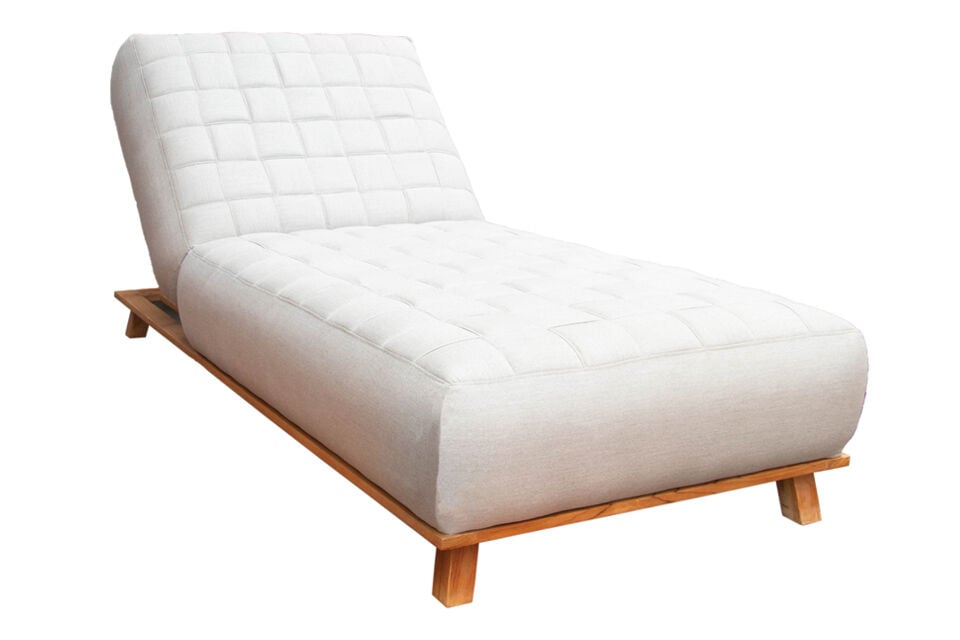 Sonnenliege Rock Weiss mit Teak **Platin Version**