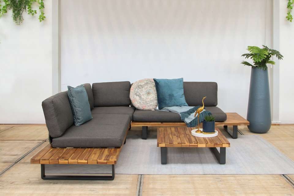 Loungeset Mississippi Anthrazit mit Akazie