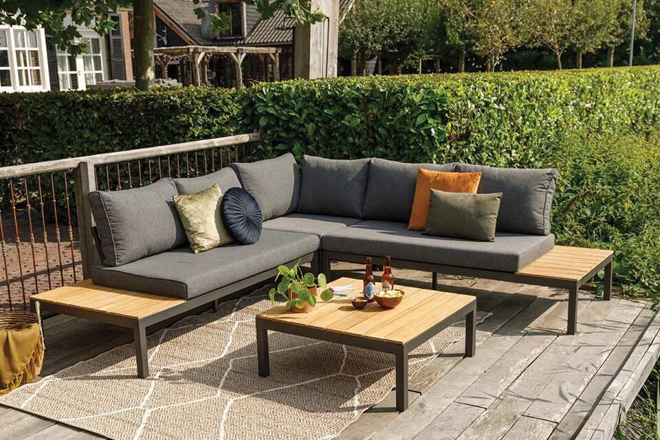 Loungeset Liberty Anthrazit mit Teak