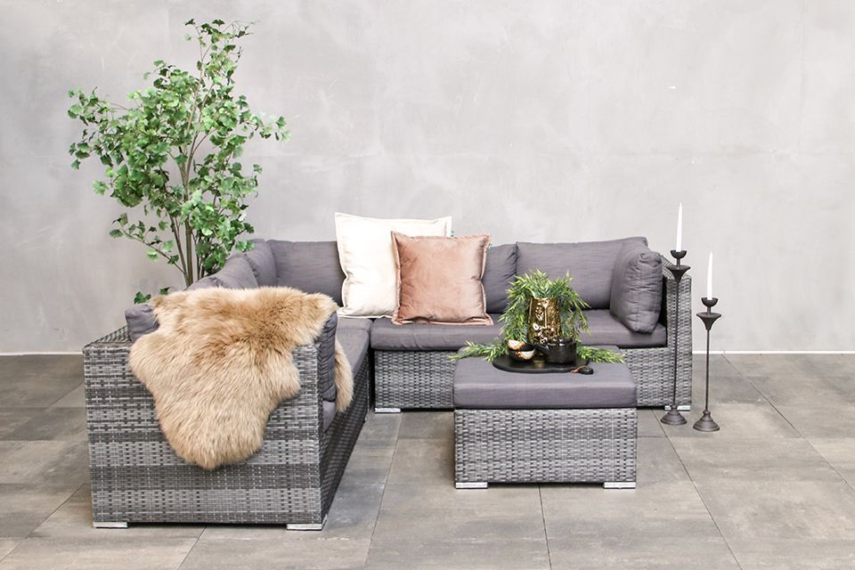 Loungeset Levy Anthrazit Rattan