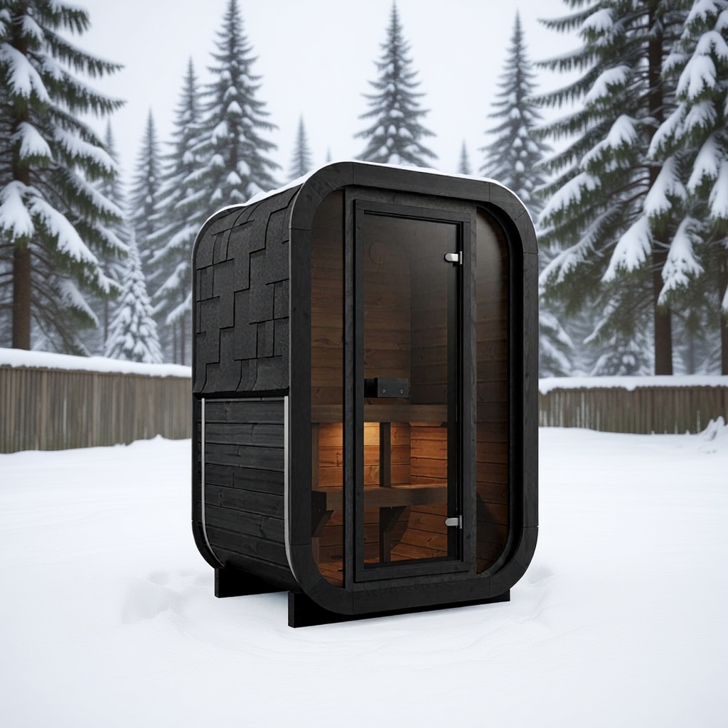 Outdoor Sauna Lumikko 130 FULL BLACK – **Platin Version**