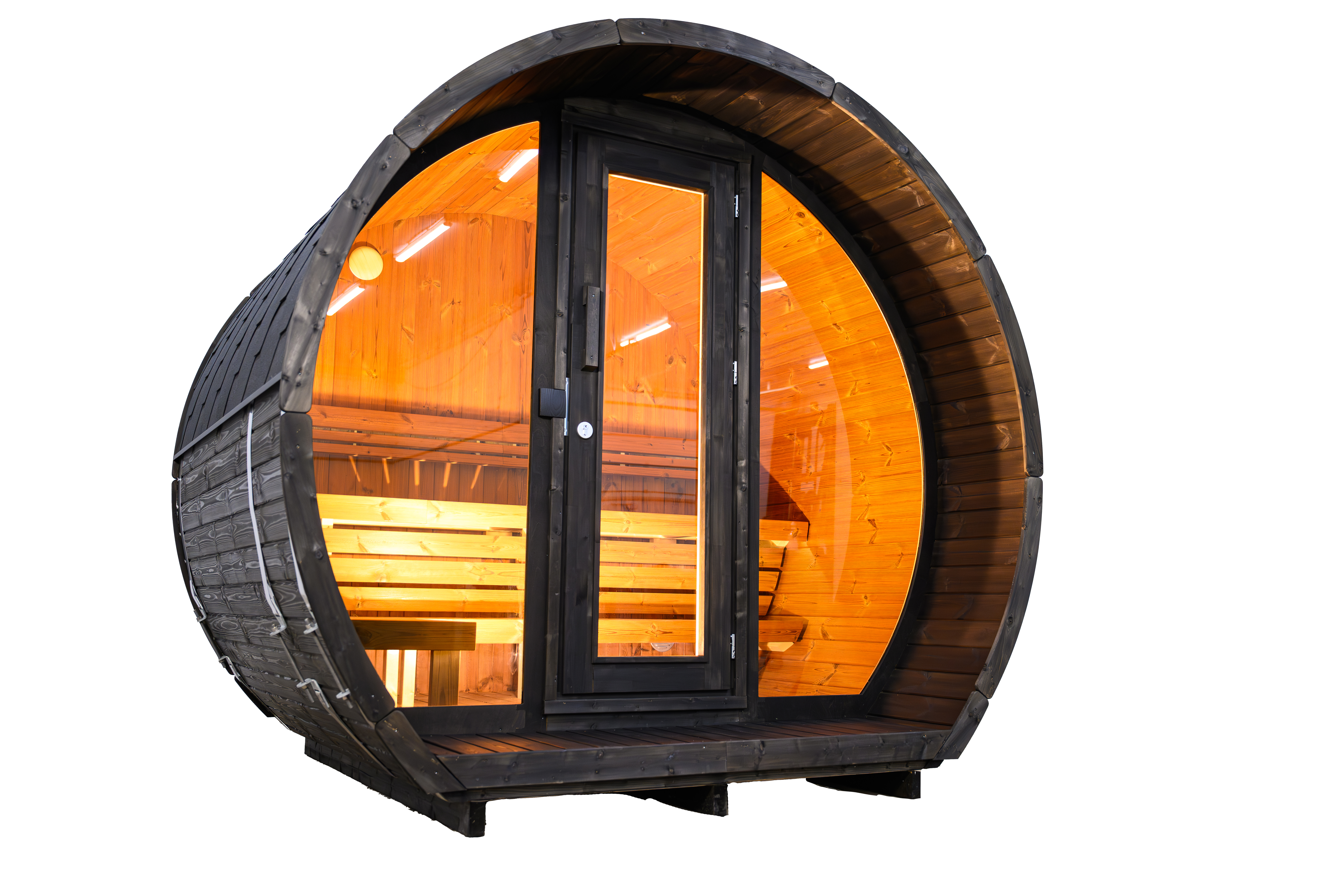 Outdoor Sauna AURORA 200 FULL BLACK Thermoholz – **Platin Version**