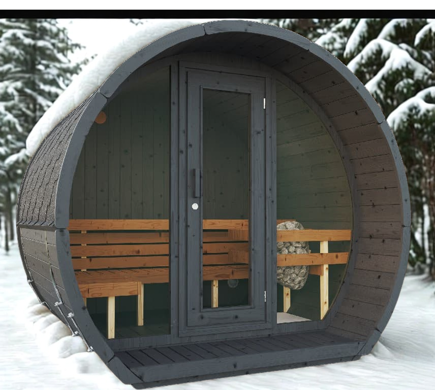 Outdoor Sauna AURORA 200 FULL BLACK Thermoholz – **Platin Version**