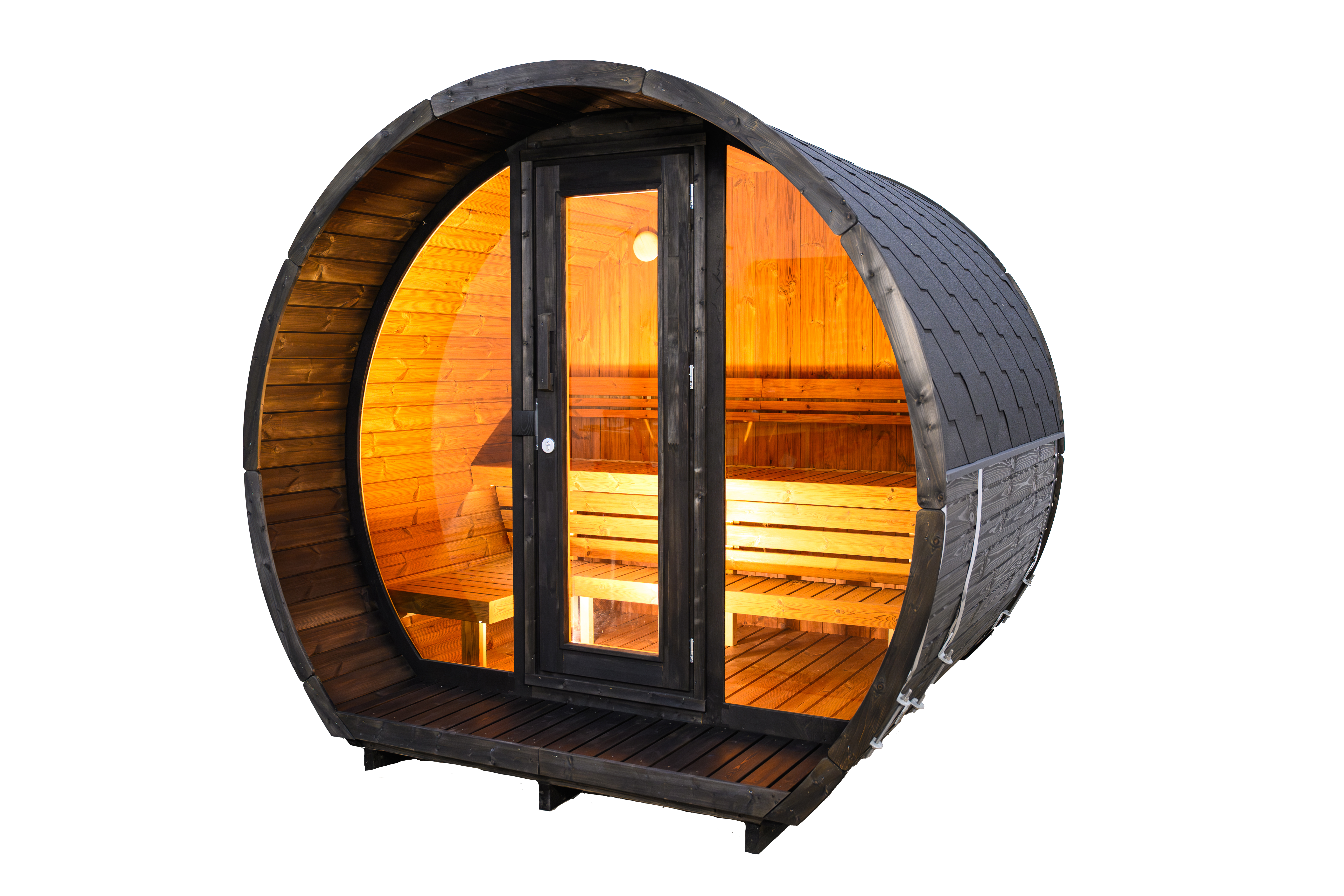 Outdoor Sauna AURORA 160 FULL BLACK Thermoholz – **Platin Version**