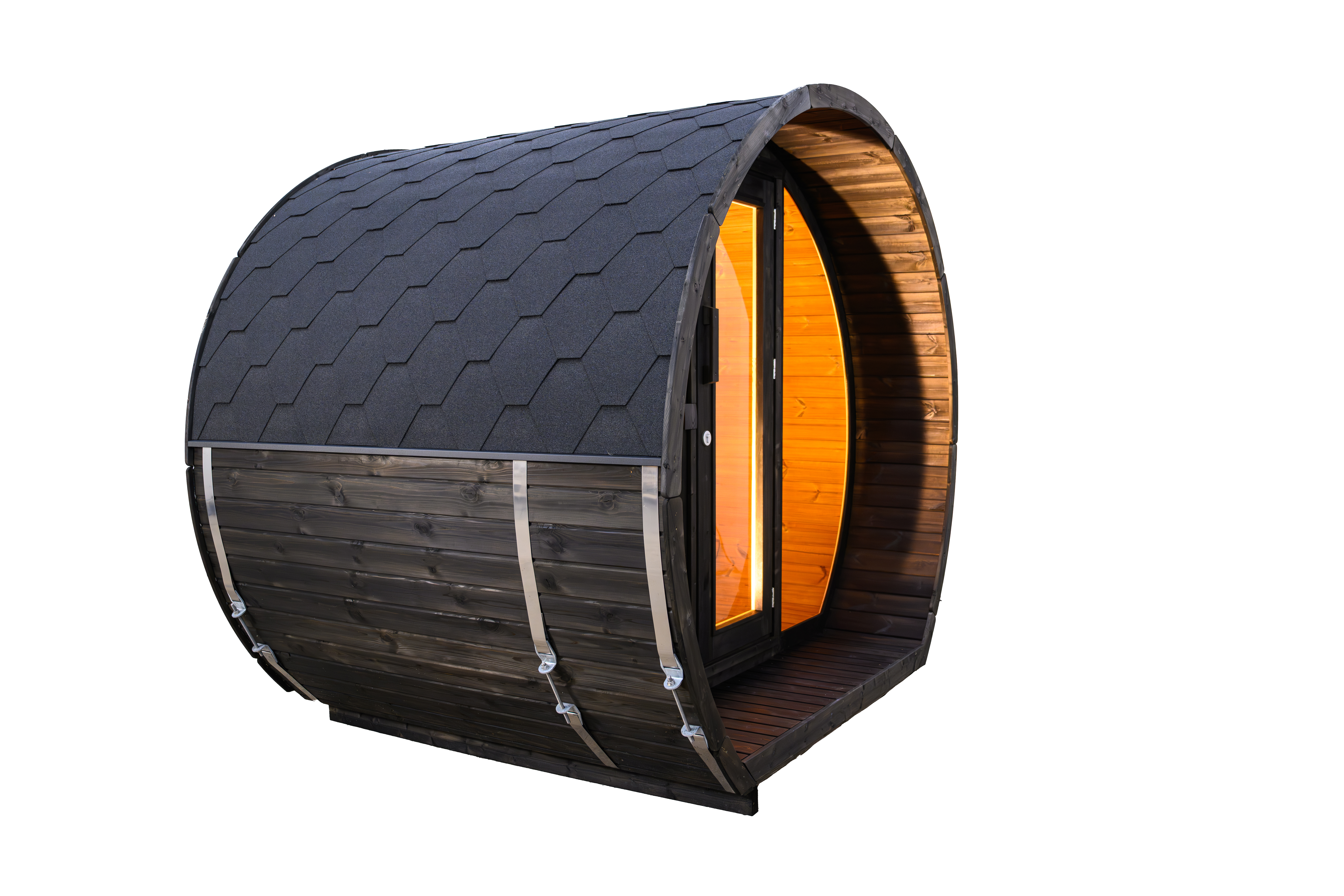 Outdoor Sauna AURORA 160 FULL BLACK Thermoholz – **Platin Version**