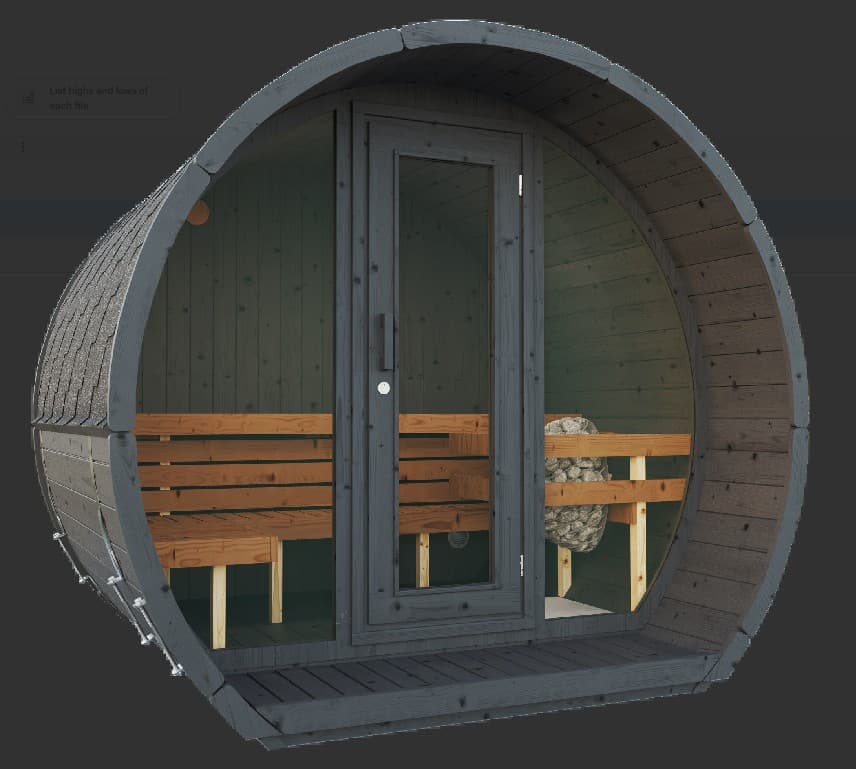 Outdoor Sauna AURORA 160 FULL BLACK Thermoholz – **Platin Version**