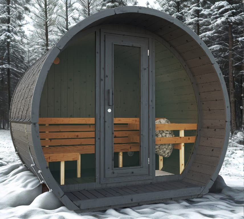 Outdoor Sauna AURORA 160 FULL BLACK Thermoholz – **Platin Version**