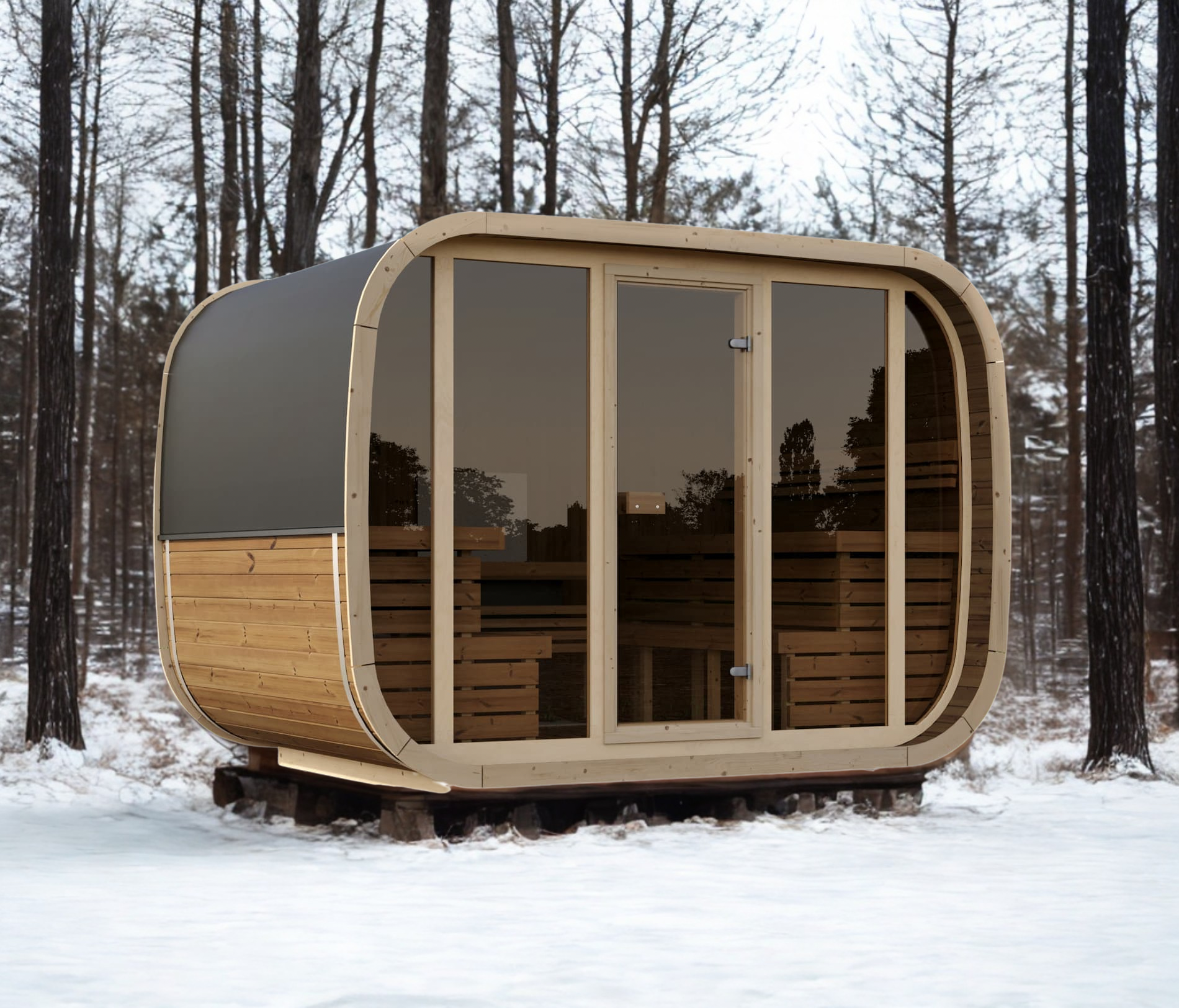 Outdoor Sauna Arctis XL Thermoholz – **Platin Version**