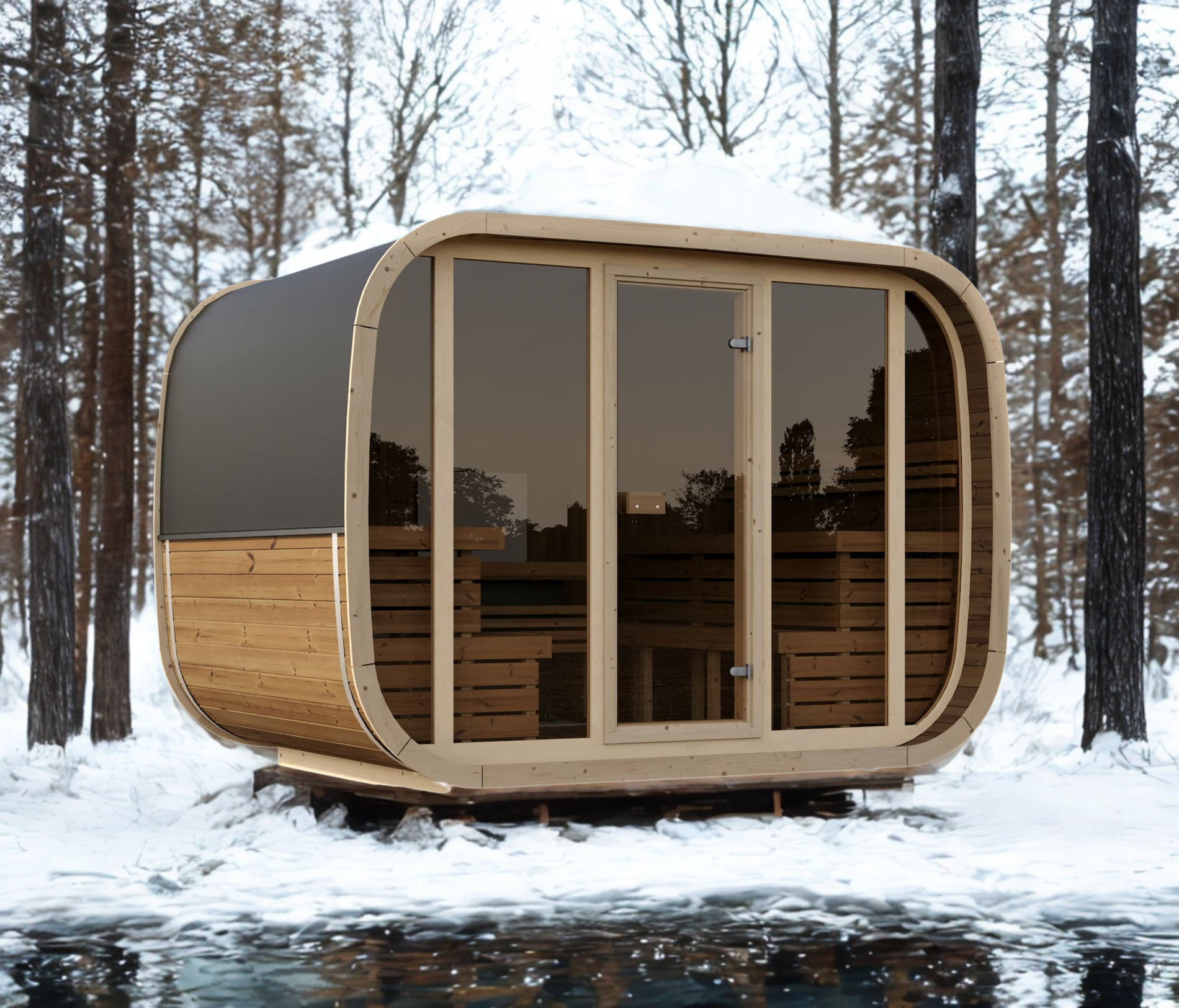 Outdoor Sauna Arctis XL Thermoholz – **Platin Version**