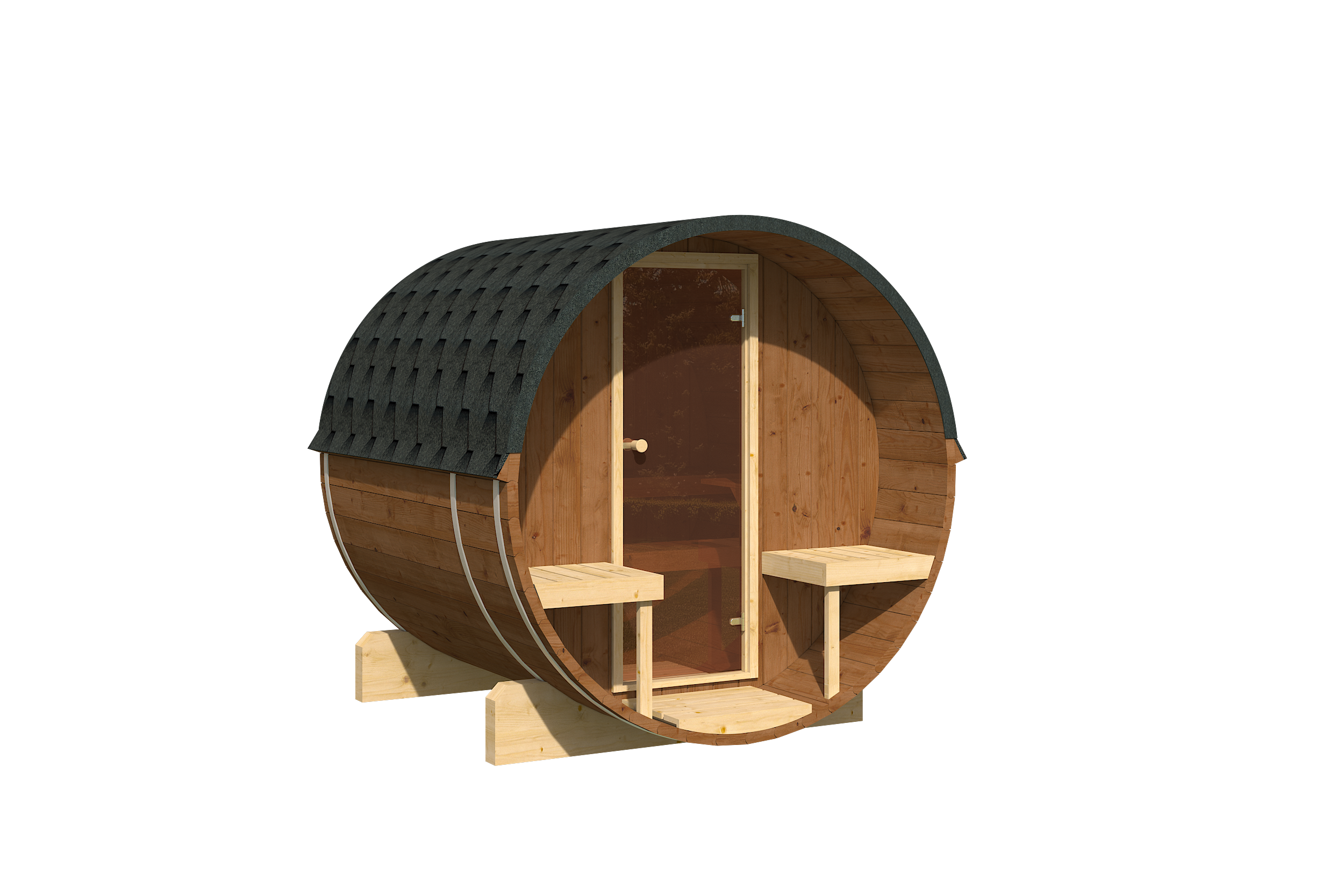 Outdoor Thermoholz Fasssauna Therra 200 – **Platin Version**