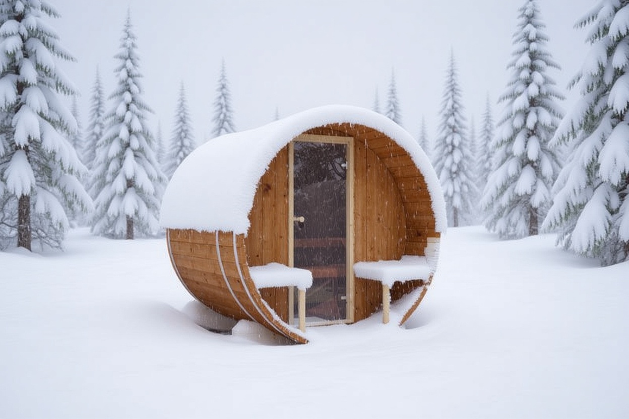 Outdoor Thermoholz Fasssauna Therra 200 – **Platin Version**