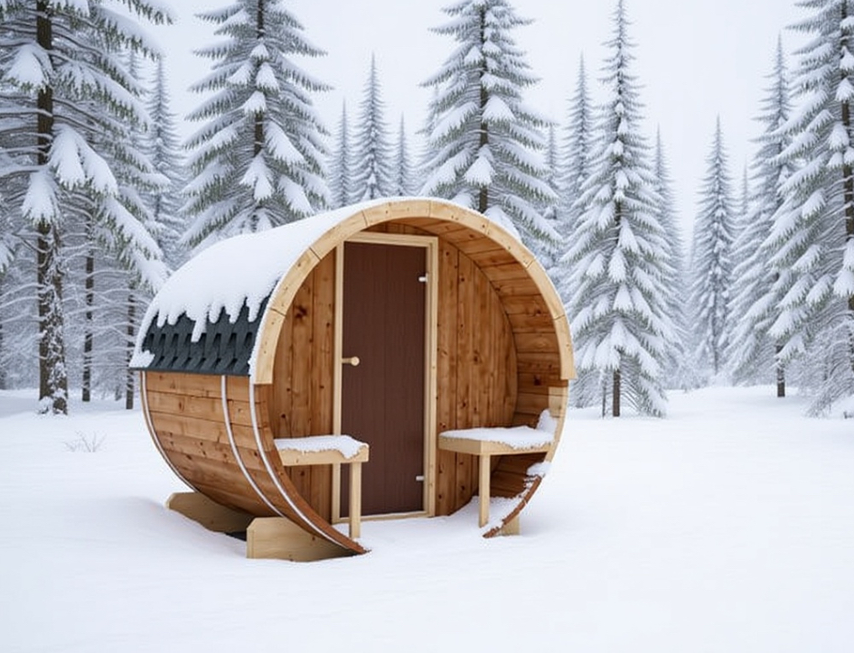 Outdoor Thermoholz Fasssauna Therra 200 – **Platin Version**