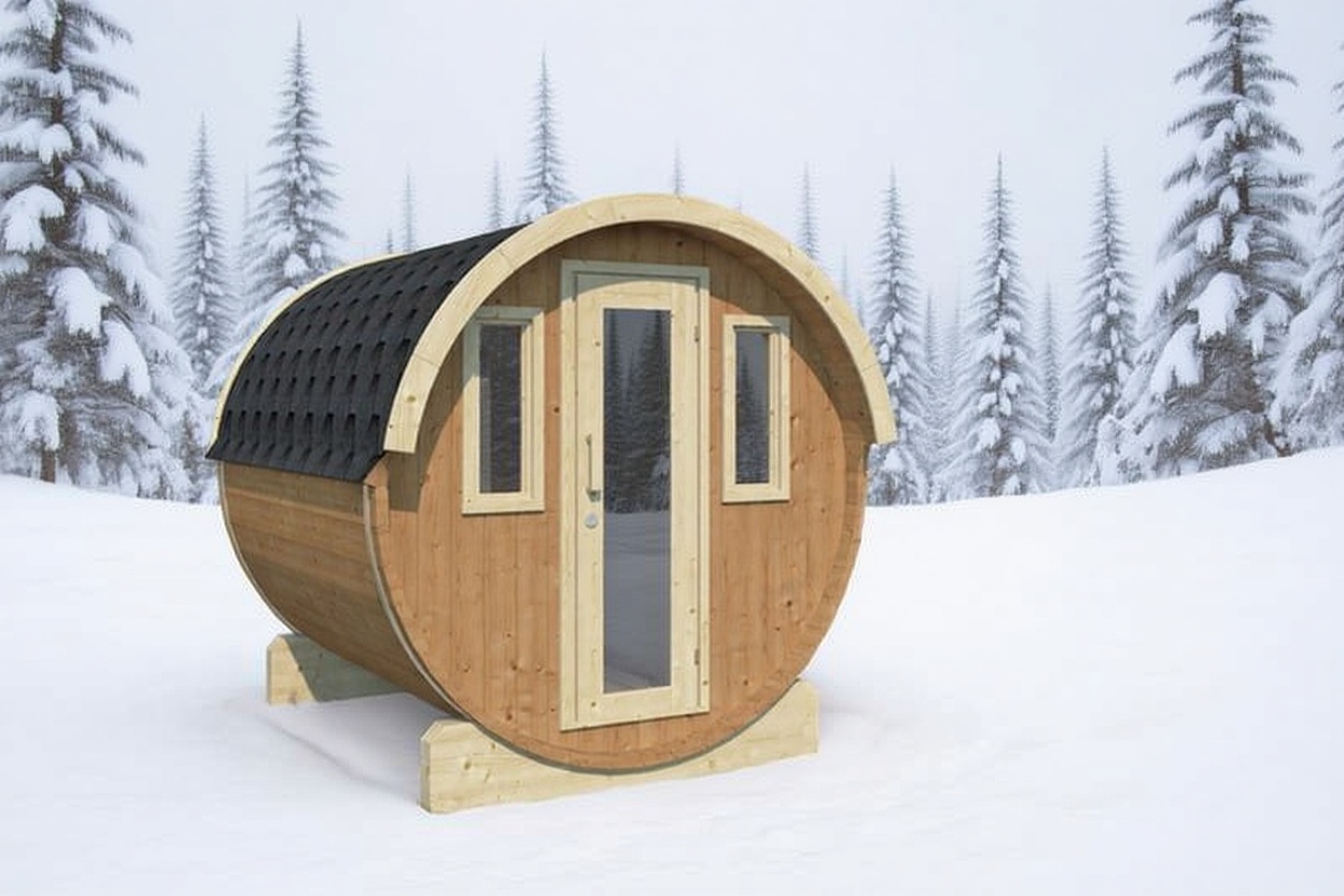 Outdoor Thermoholz Fasssauna Therra 235 – **Platin Version**