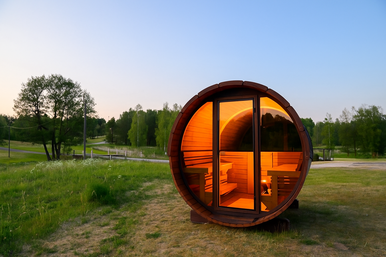 Outdoor Thermoholz Fasssauna Deluxe 230 – **Platin Version**