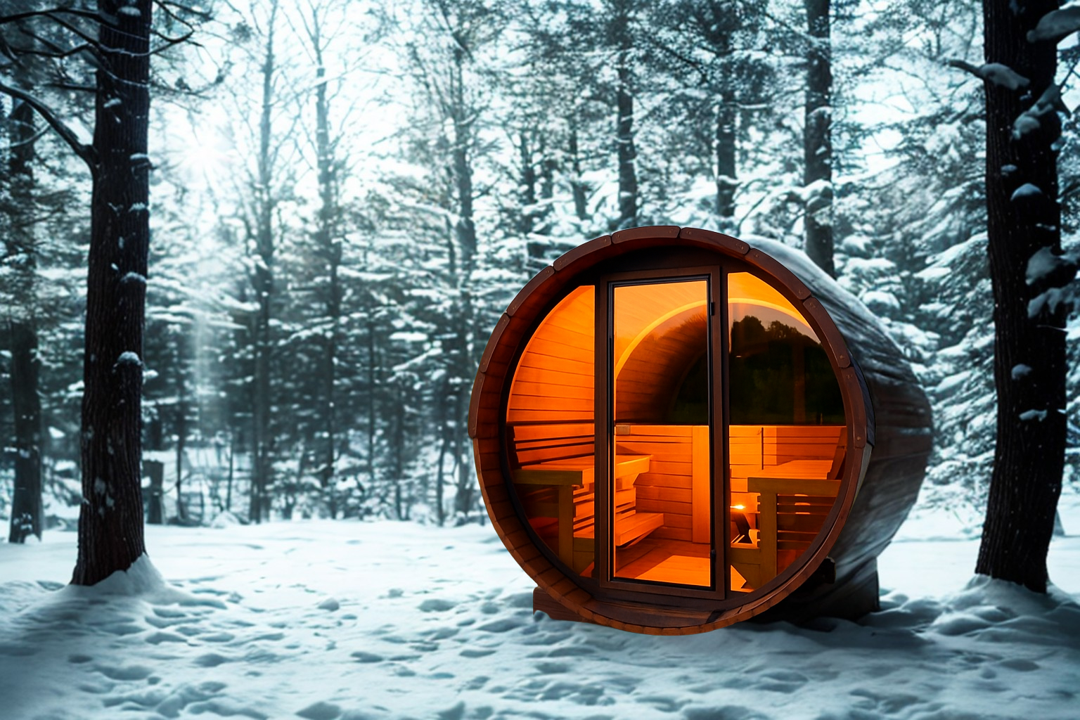 Outdoor Thermoholz Fasssauna Deluxe 230 – **Platin Version**