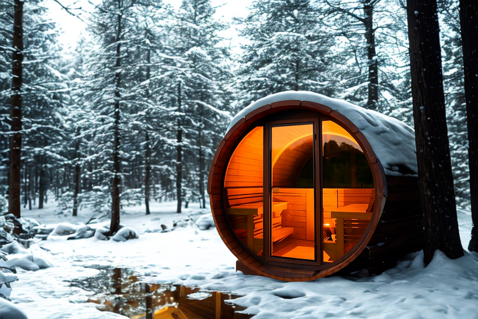 Outdoor Thermoholz Fasssauna Deluxe 230 – **Platin Version**