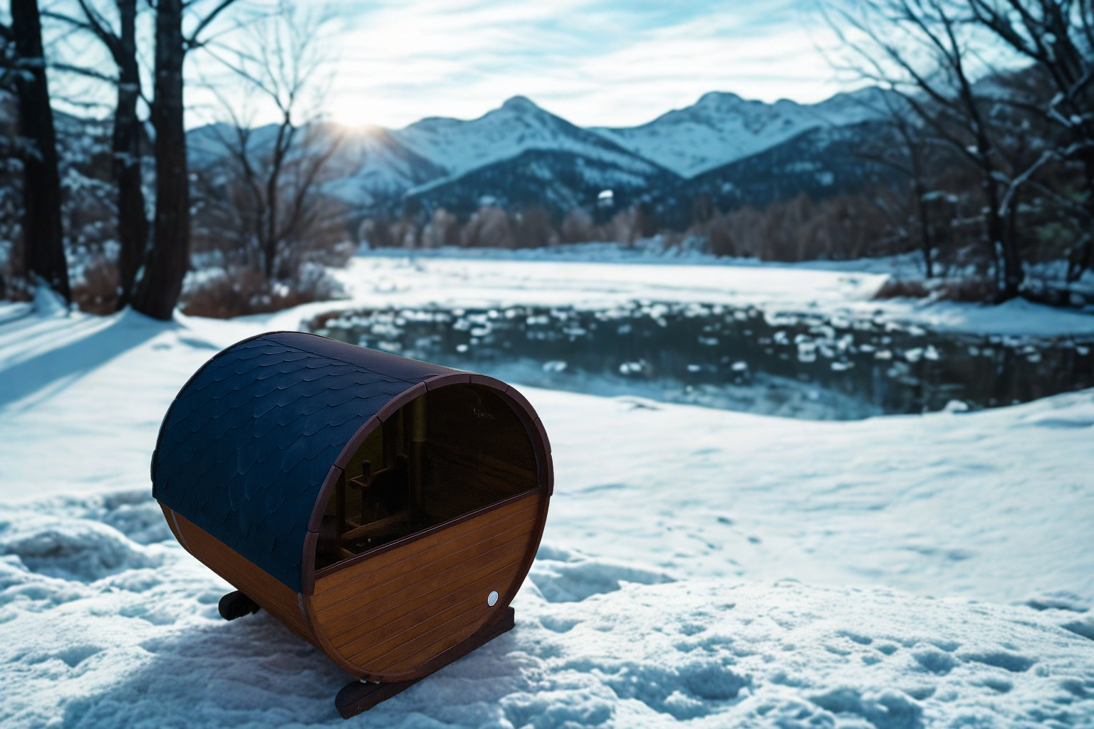 Outdoor Thermoholz Fasssauna Deluxe 230 – **Platin Version**