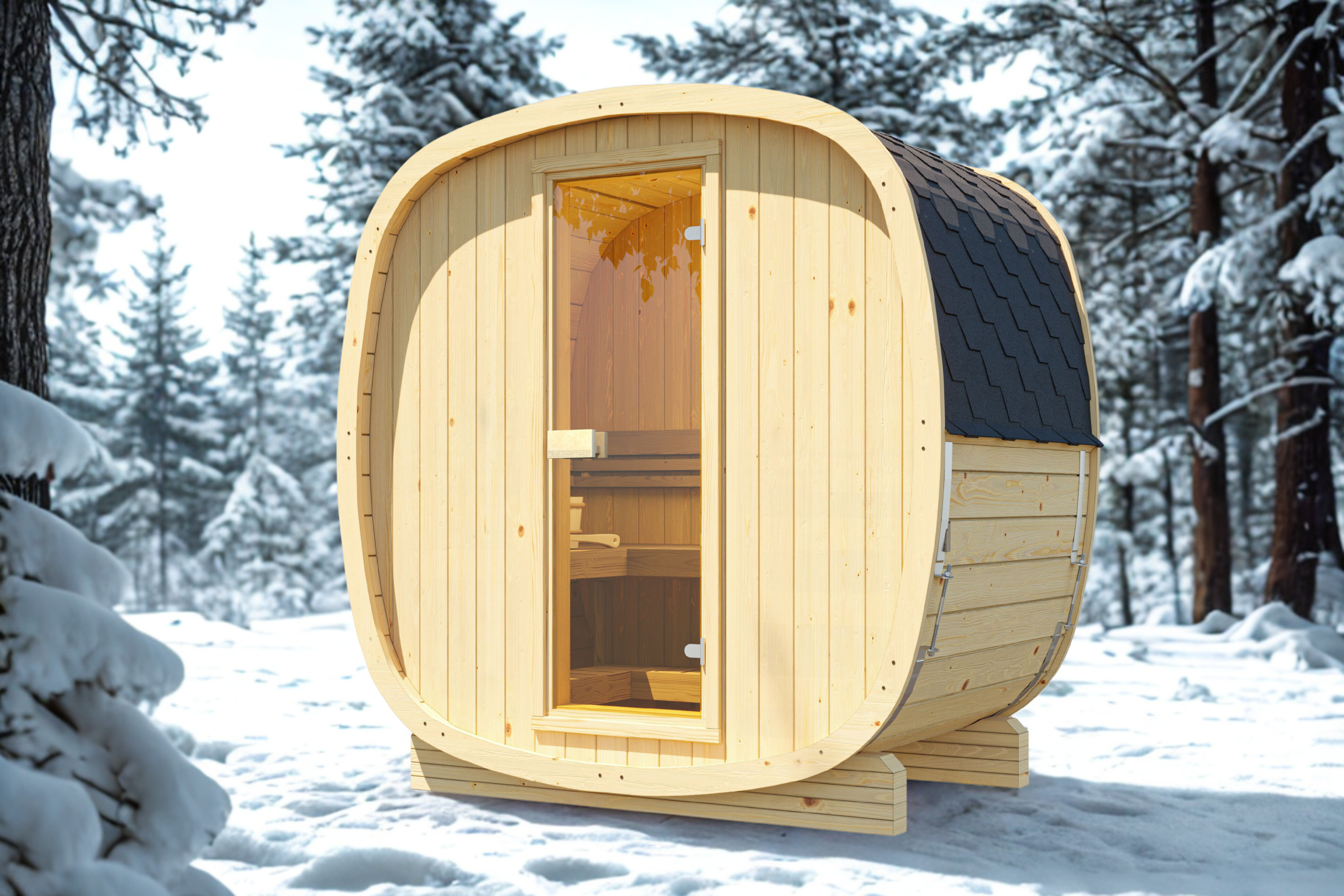 Outdoor Cube Sauna NordicSphere 160 – **Platin Version**