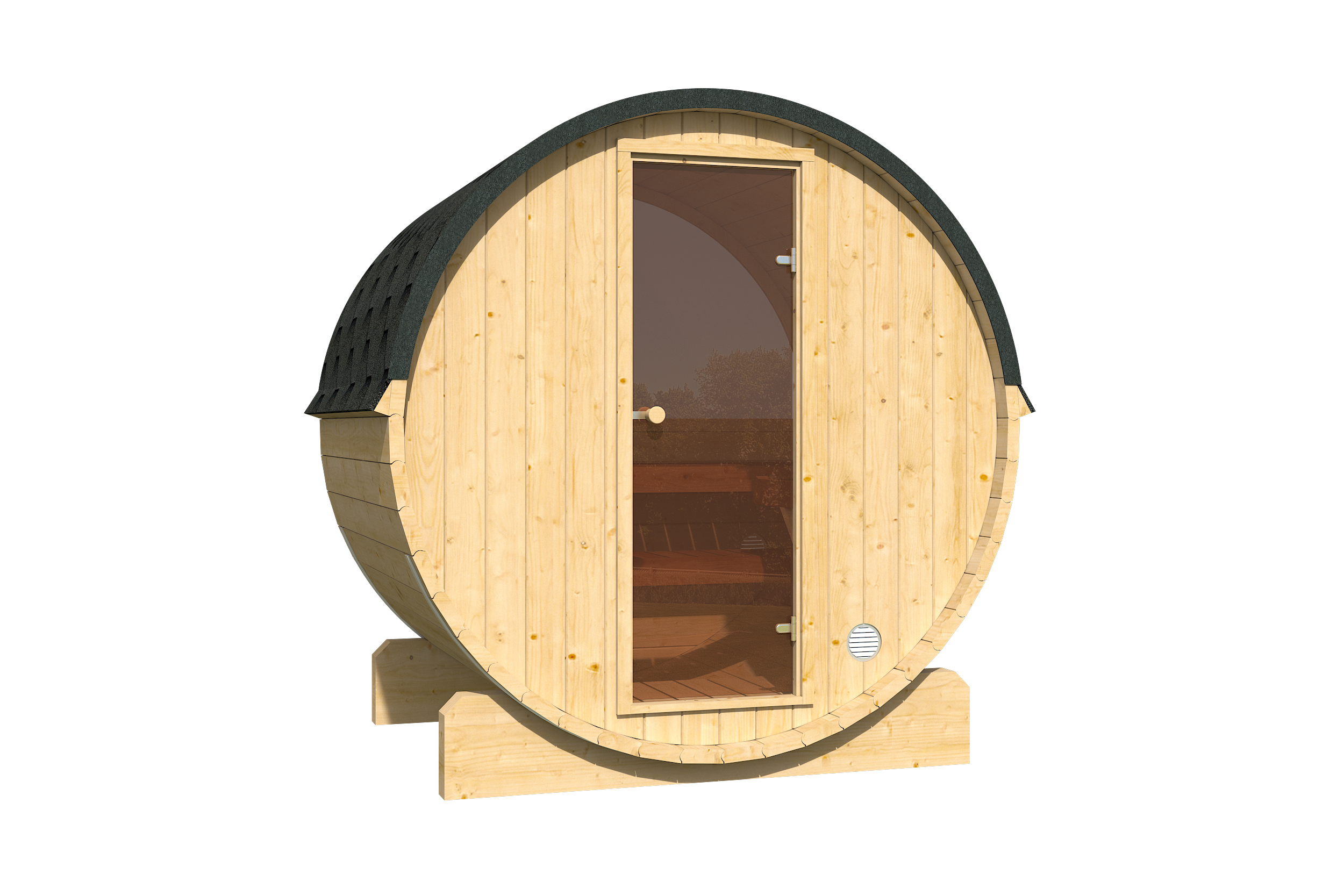 Outdoor Fichtenholz Fasssauna BalticRound 160 – **Platin Version**