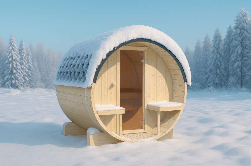 Outdoor Fichtenholz Fasssauna BalticRound 200 – **Platin Version**