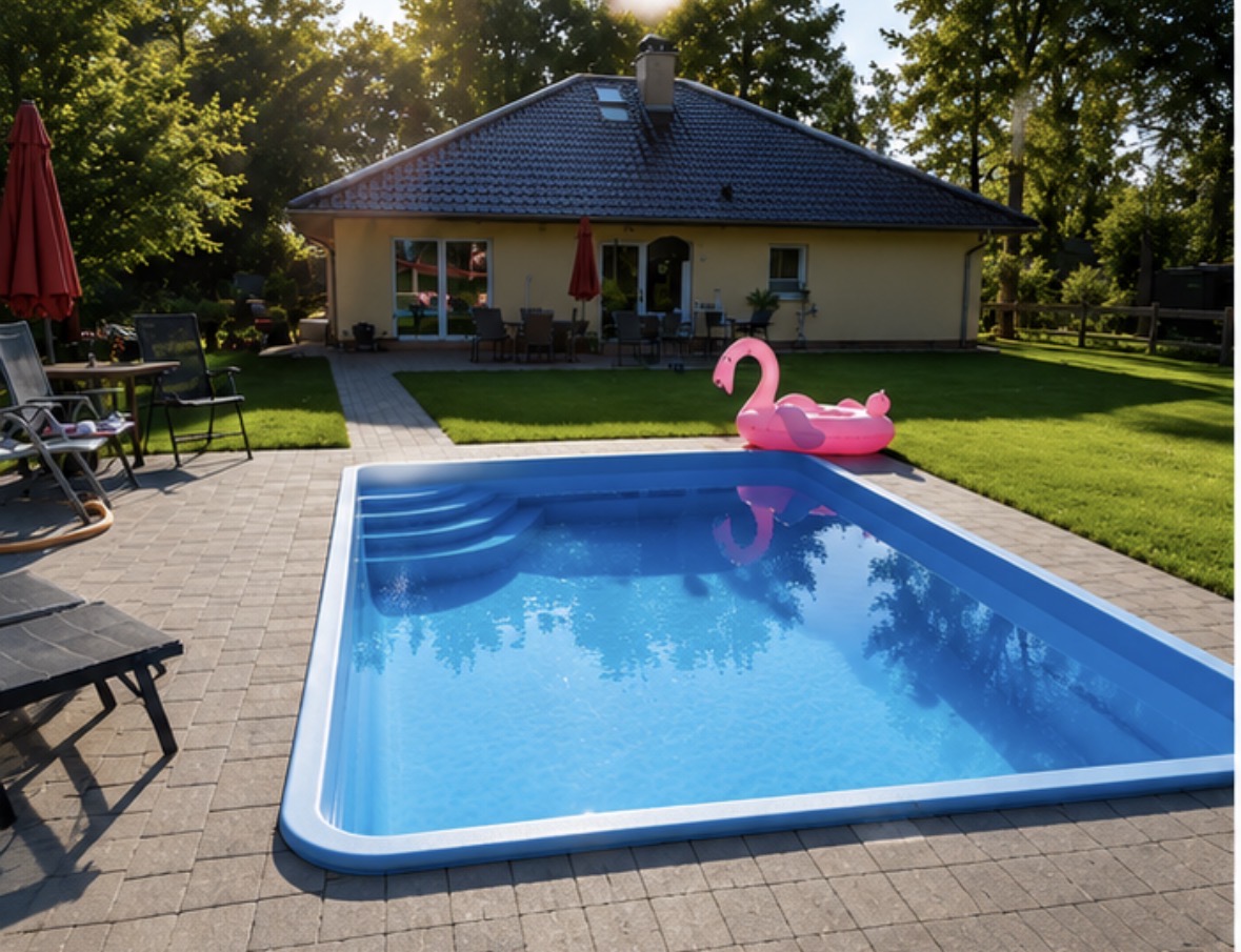 ARRIGATO® Ontario – GFK-Pool 6.20 × 3.25 m mit Wärmepumpe