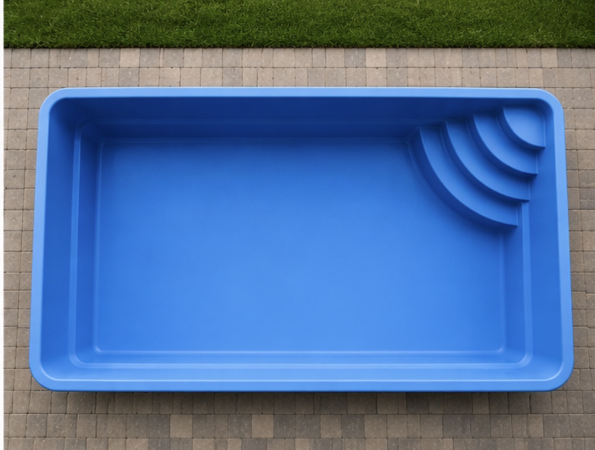 ARRIGATO® Ontario – GFK-Pool 6.20 × 3.25 m mit Wärmepumpe