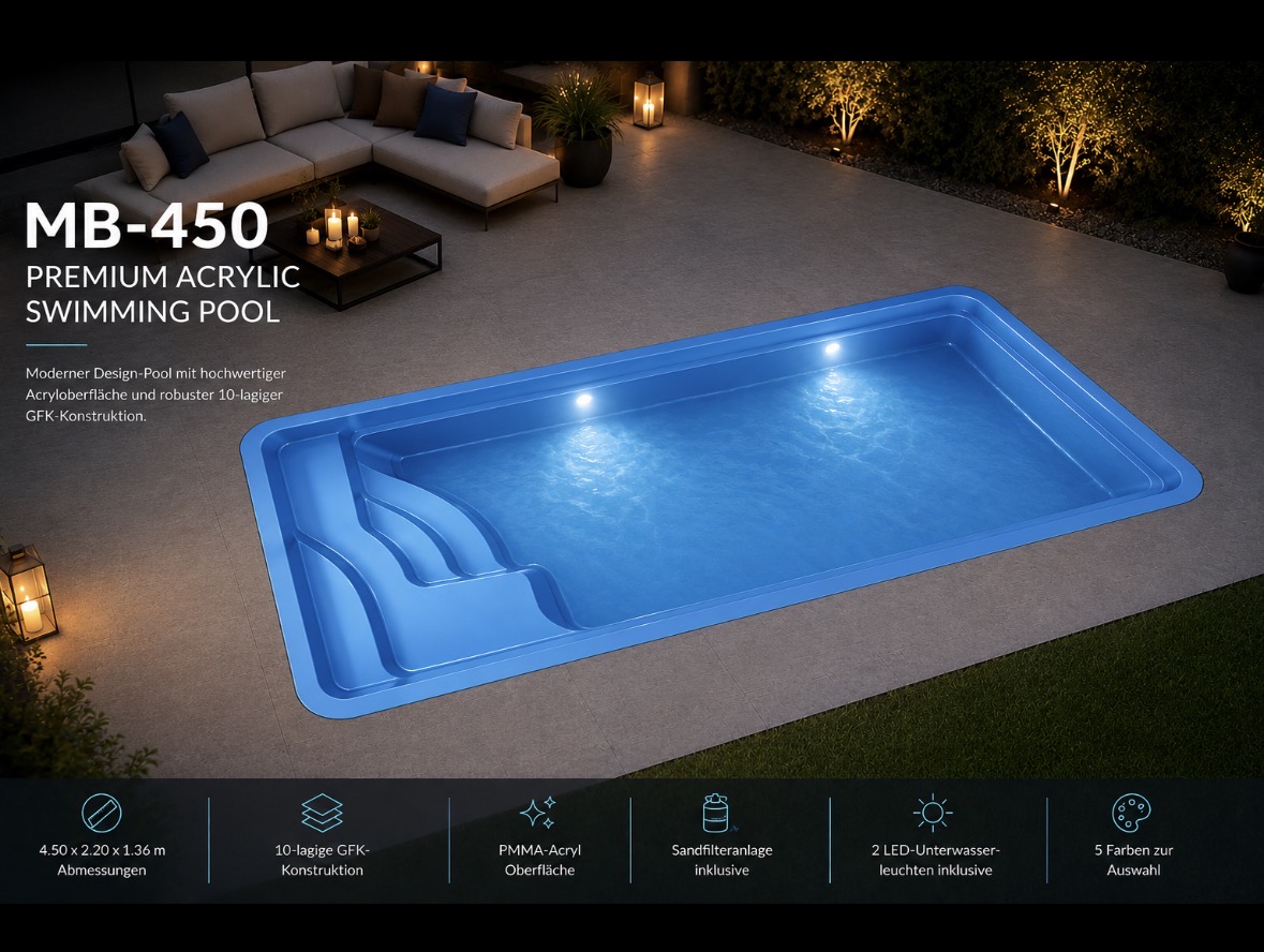Arrigato MB-450 Swimming Pool | Premium Acrylpool für den Garten