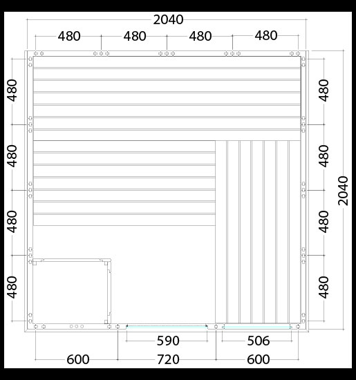 Massivsauna 206 x 208 x 204cm
