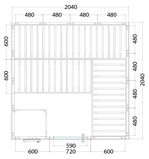 Massivsauna 204 x 204 x 204cm