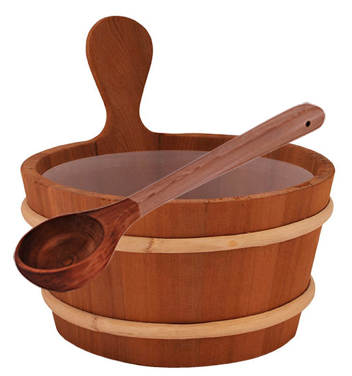4L Holzkessel Zeder und Schöpfkelle