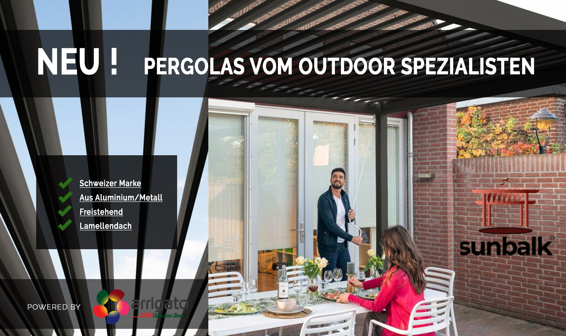 Sunbalk Pergola aus Metall